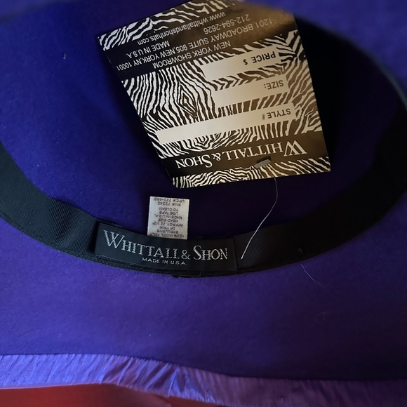 NEW Royal purple wool felt feather fabric hat by Whittall & Shon - Picture 5 of 6